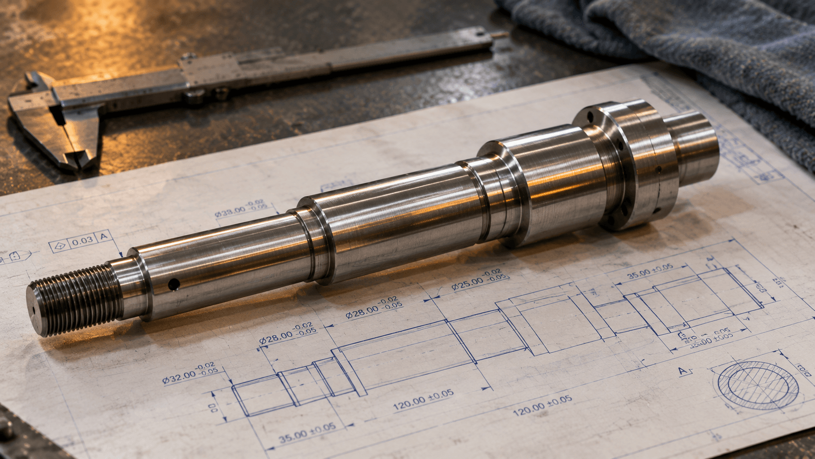 Stepped stainless steel shaft