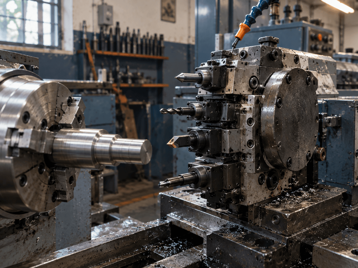 Capstan lathe turret setup